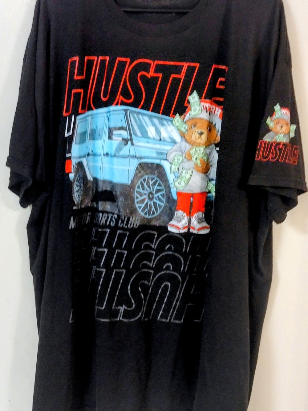Hustle Graphic T-shirt - Black with Blue & Red Print